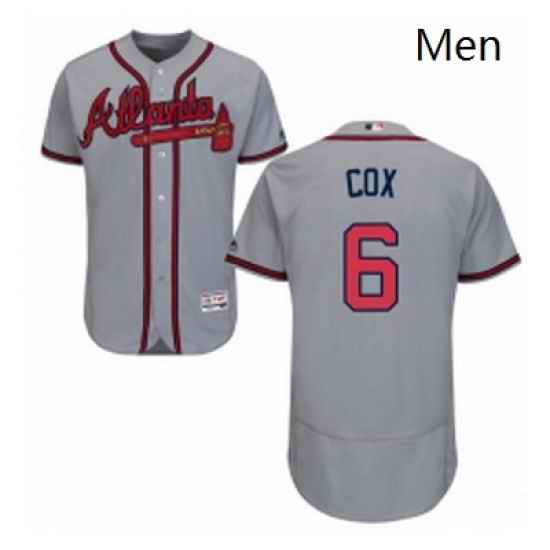 Mens Majestic Atlanta Braves 6 Bobby Cox Grey Road Flex Base Authentic Collection MLB Jersey